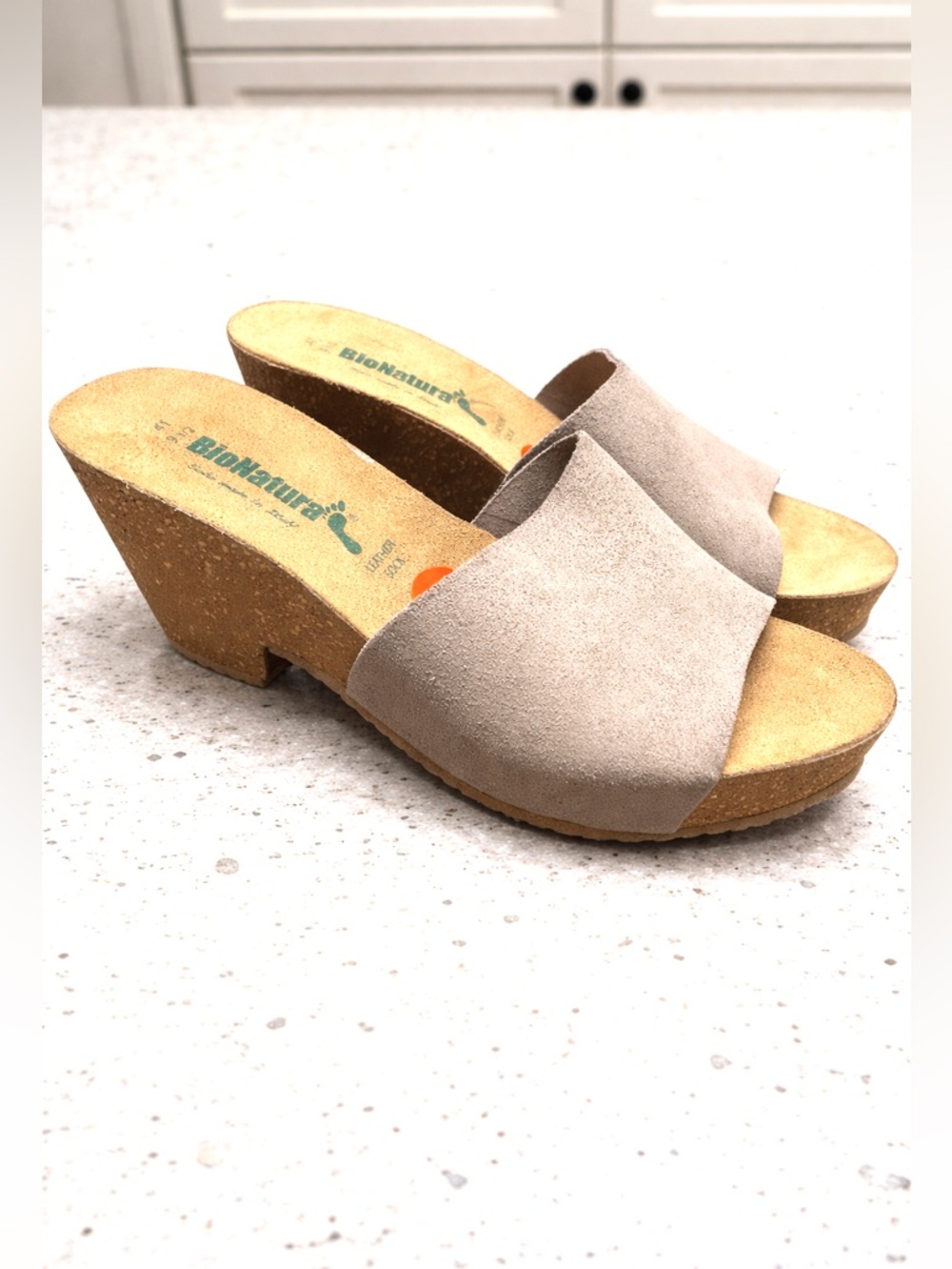 BioNatura Chunky Heel Platform Sandals Size 41 / 9.5 Slip On High Heel Beige y2K